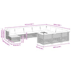11-tlg. Garten-Sofagarnitur mit Kissen Grau Poly Rattan