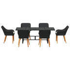 Garten Essgruppe mit Kissen 7 pcs Schwarz Poly-Rattan