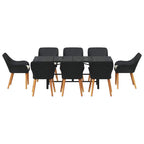 Garten Essgruppe mit Kissen 9 pcs Schwarz Poly-Rattan