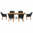 Garten Essgruppe mit Kissen 7 pcs Schwarz Poly-Rattan