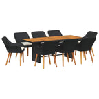 Garten Essgruppe mit Kissen 9 pcs Schwarz Poly-Rattan