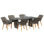 Garten Essgruppe mit Kissen 7 pcs Grau Poly-Rattan