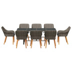 Garten Essgruppe mit Kissen 9 pcs Grau Poly-Rattan