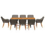 Garten Essgruppe mit Kissen 9 pcs Grau Poly-Rattan