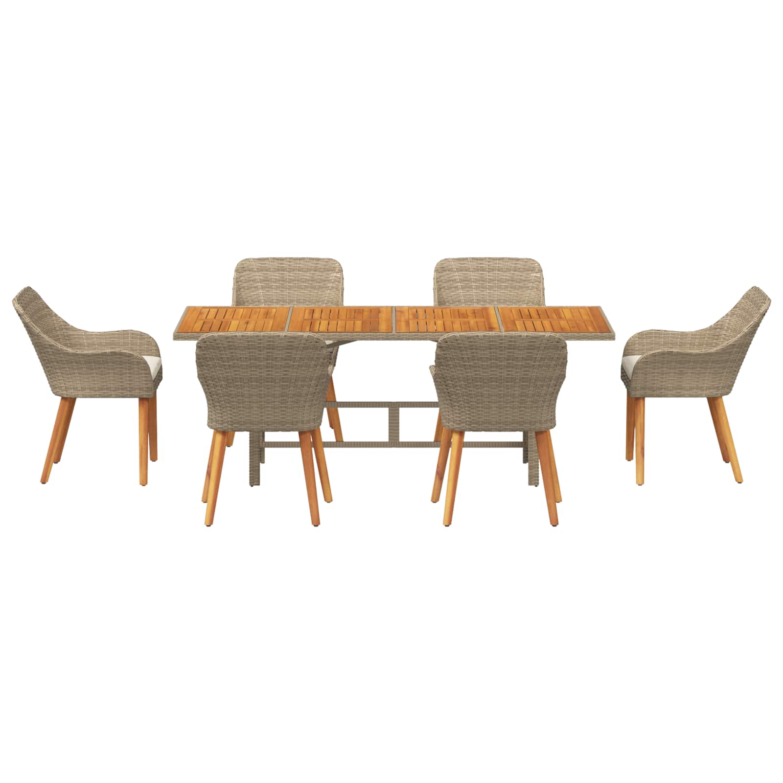 Garten Essgruppe mit Kissen 7 pcs Beige Poly-Rattan