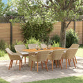 Garten Essgruppe mit Kissen 9 pcs Beige Poly-Rattan