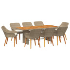 Garten Essgruppe mit Kissen 9 pcs Beige Poly-Rattan