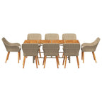 Garten Essgruppe mit Kissen 9 pcs Beige Poly-Rattan