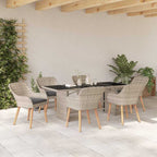 Garten Essgruppe 7 pcs Hellgrau Poly-Rattan