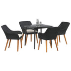 Garten Essgruppe mit Kissen 5 pcs Schwarz Poly-Rattan