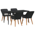 Garten Essgruppe mit Kissen 5 pcs Schwarz Poly-Rattan