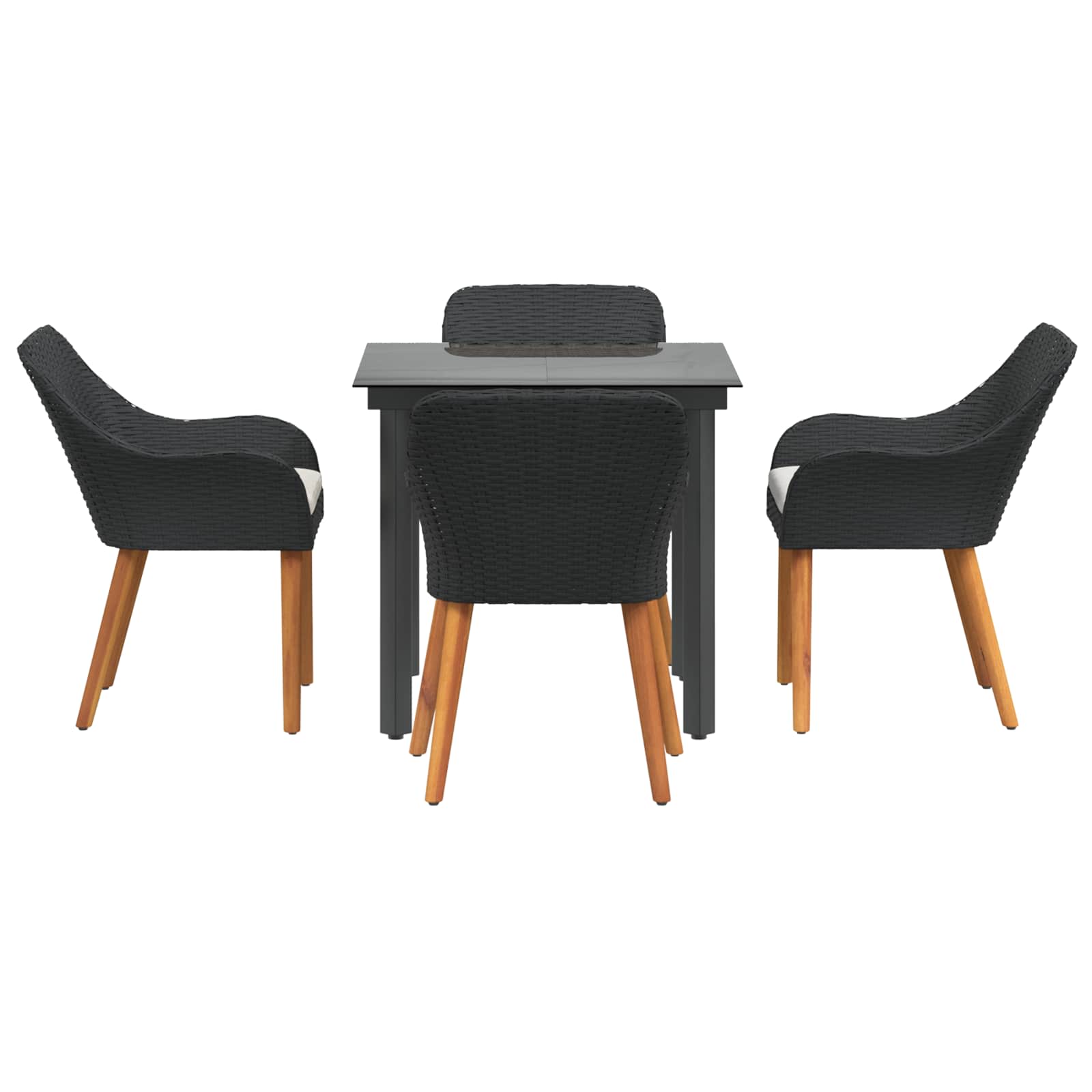 Garten Essgruppe mit Kissen 5 pcs Schwarz Poly-Rattan