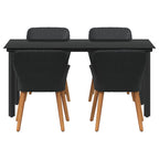 Garten Essgruppe mit Kissen 5 pcs Schwarz Poly-Rattan