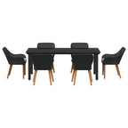 Garten Essgruppe mit Kissen 7 pcs Schwarz Poly-Rattan