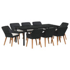 Garten Essgruppe mit Kissen 9 pcs Schwarz Poly-Rattan