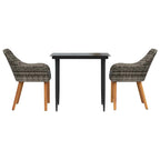 Garten Essgruppe mit Kissen 3 pcs Grau Poly-Rattan