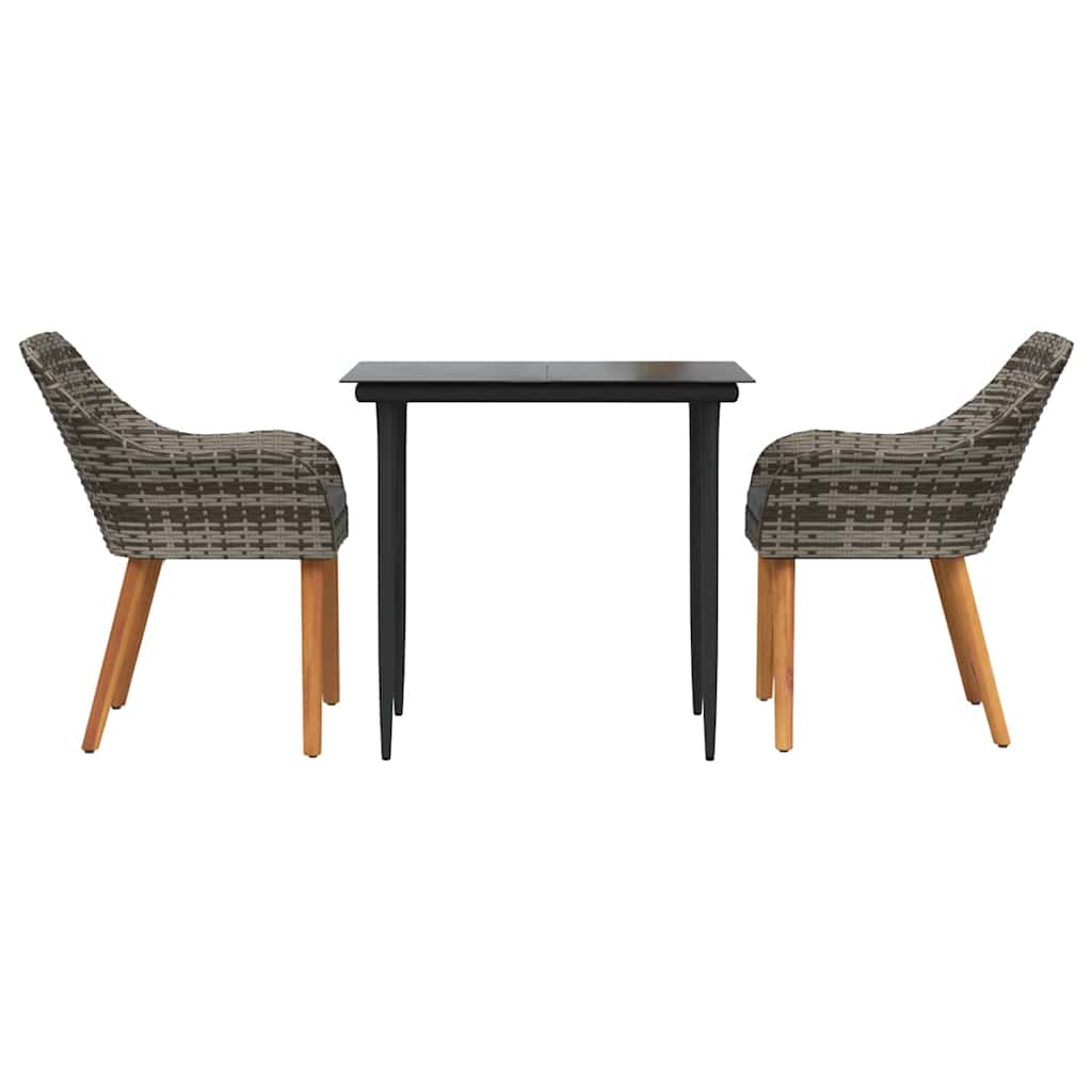Garten Essgruppe mit Kissen 3 pcs Grau Poly-Rattan