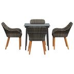 Garten Essgruppe mit Kissen 5 pcs Grau Poly-Rattan