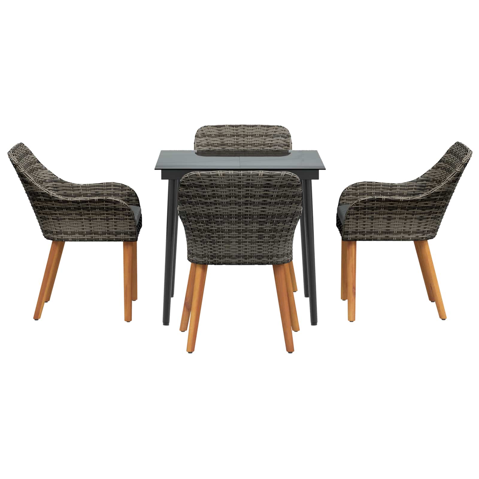 Garten Essgruppe mit Kissen 5 pcs Grau Poly-Rattan