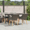 Garten Essgruppe mit Kissen 5 pcs Grau Poly-Rattan