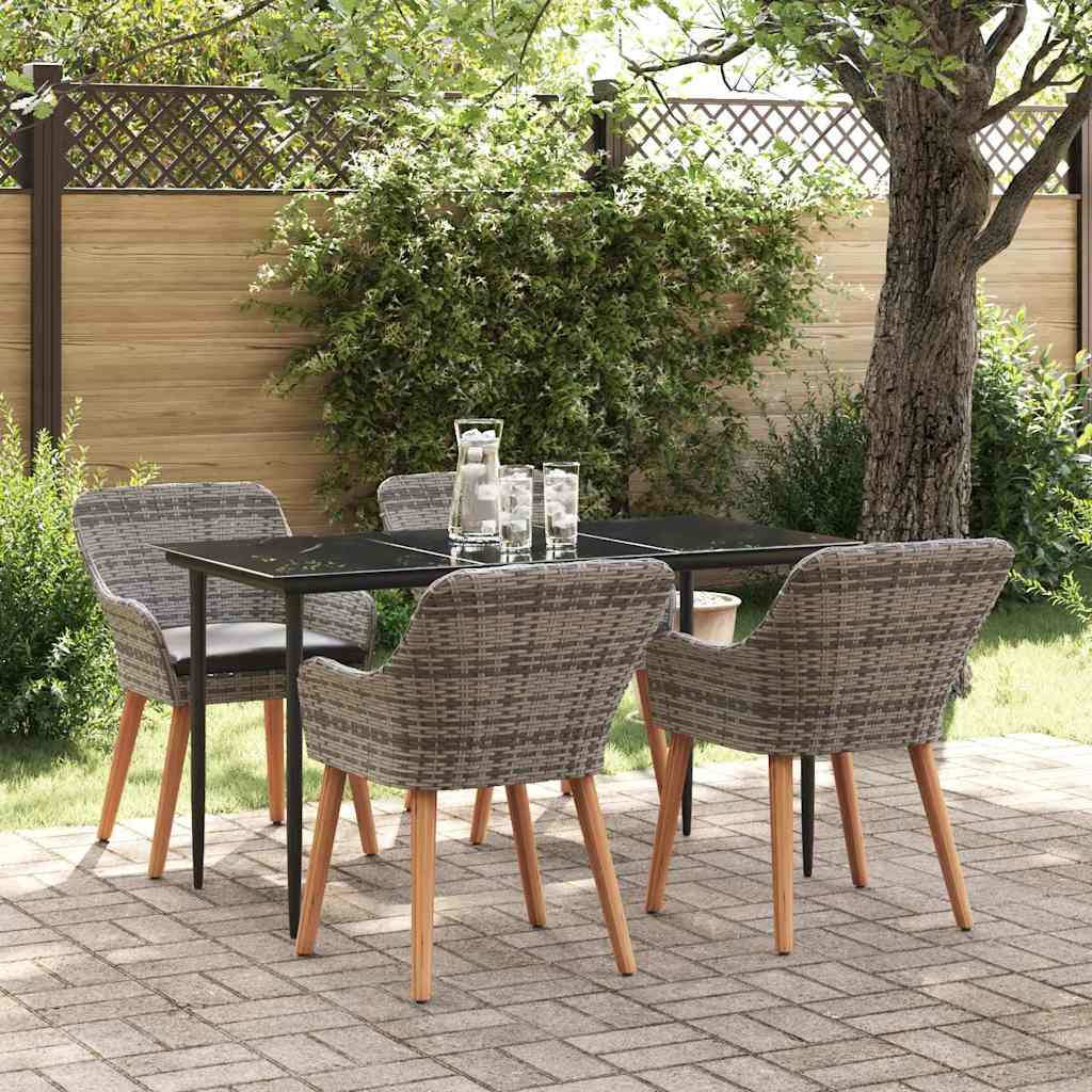Garten Essgruppe mit Kissen 5 pcs Grau Poly-Rattan