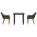 Garten Essgruppe mit Kissen 3 pcs Grau Poly-Rattan