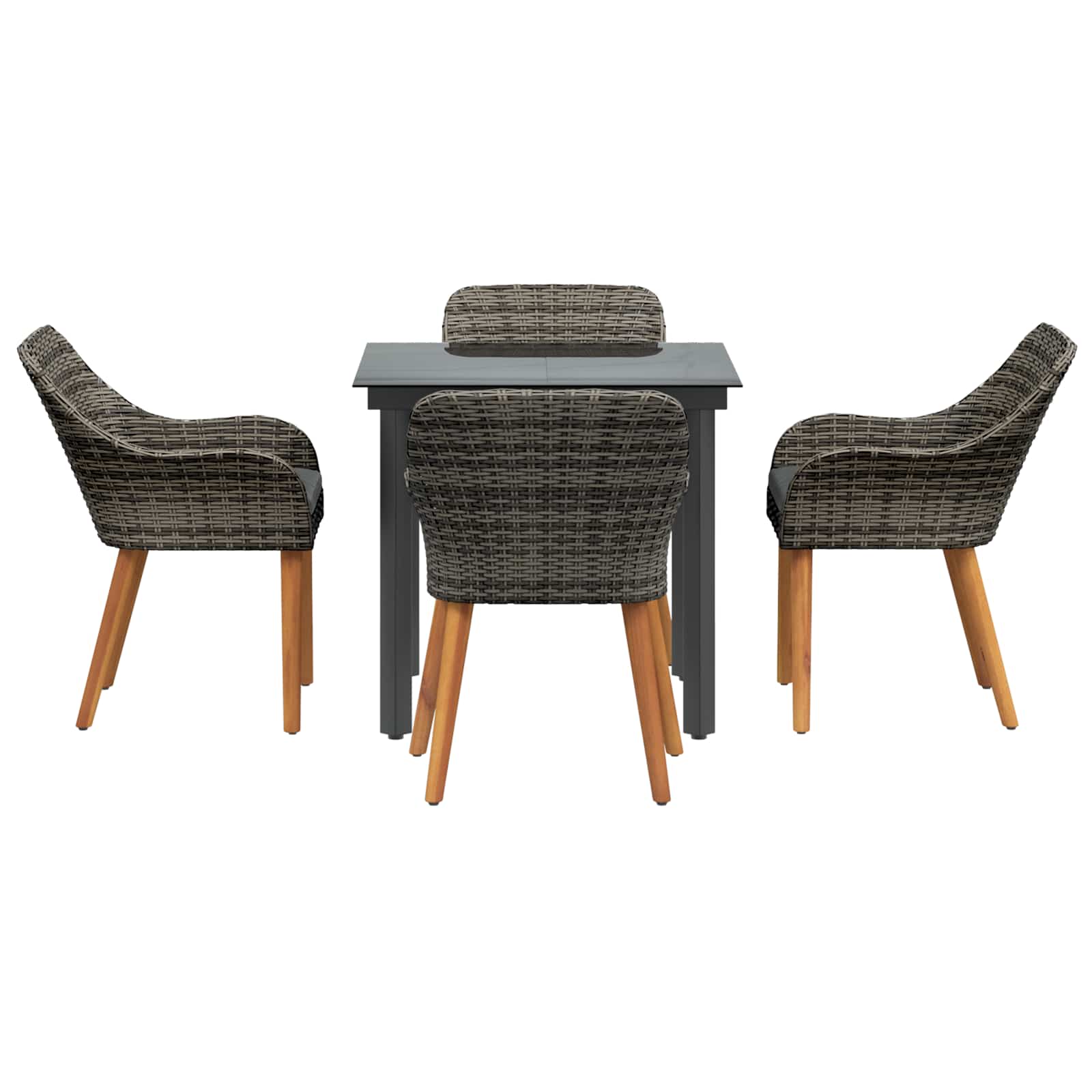 Garten Essgruppe mit Kissen 5 pcs Grau Poly-Rattan