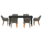 Garten Essgruppe mit Kissen 7 pcs Grau Poly-Rattan