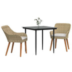Garten Essgruppe mit Kissen 3 pcs Beige Poly-Rattan