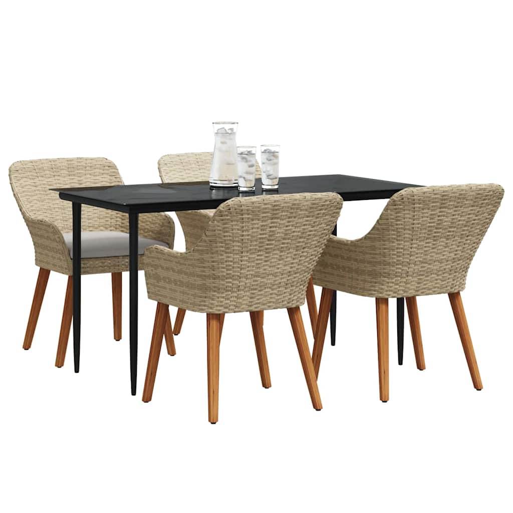 Garten Essgruppe mit Kissen 5 pcs Beige Poly-Rattan