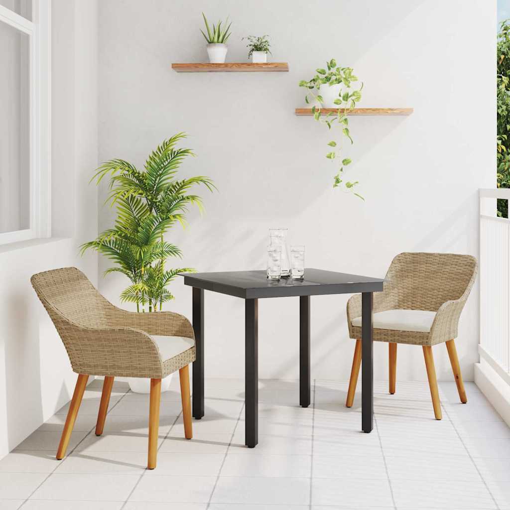 Garten Essgruppe mit Kissen 3 pcs Beige Poly-Rattan