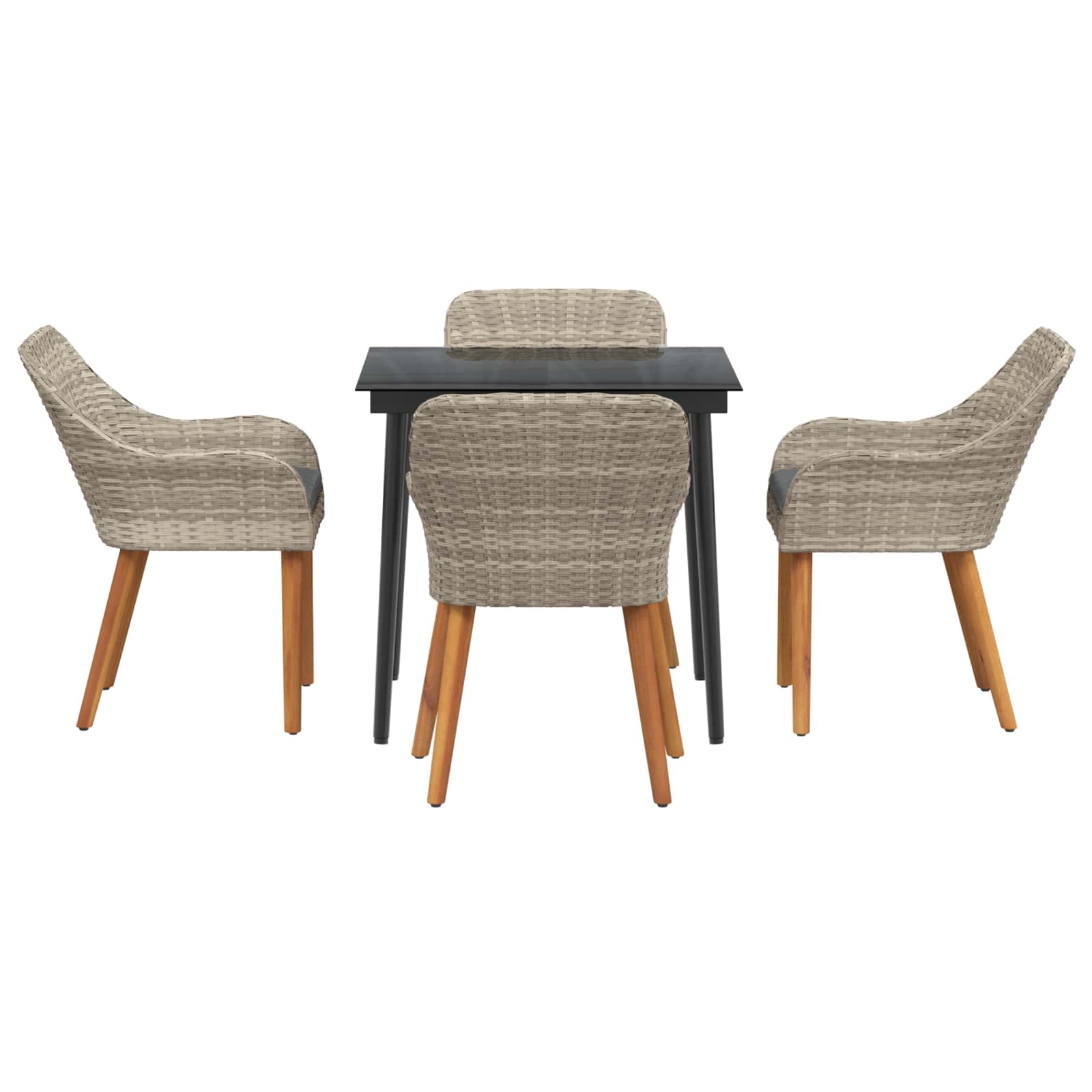 Garten Essgruppe mit Kissen 5 pcs Hellgrau Poly-Rattan