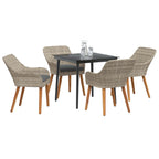 Garten Essgruppe mit Kissen 5 pcs Hellgrau Poly-Rattan