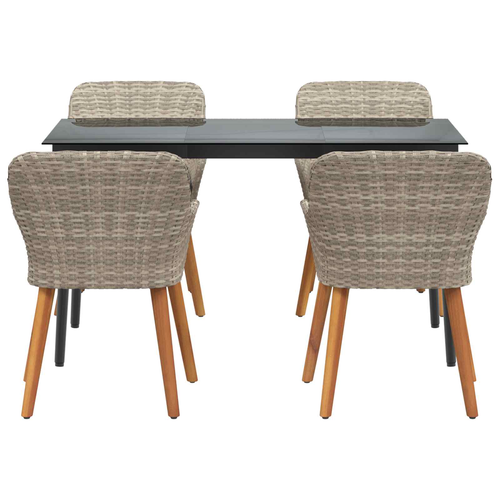 Garten Essgruppe mit Kissen 5 pcs Hellgrau Poly-Rattan