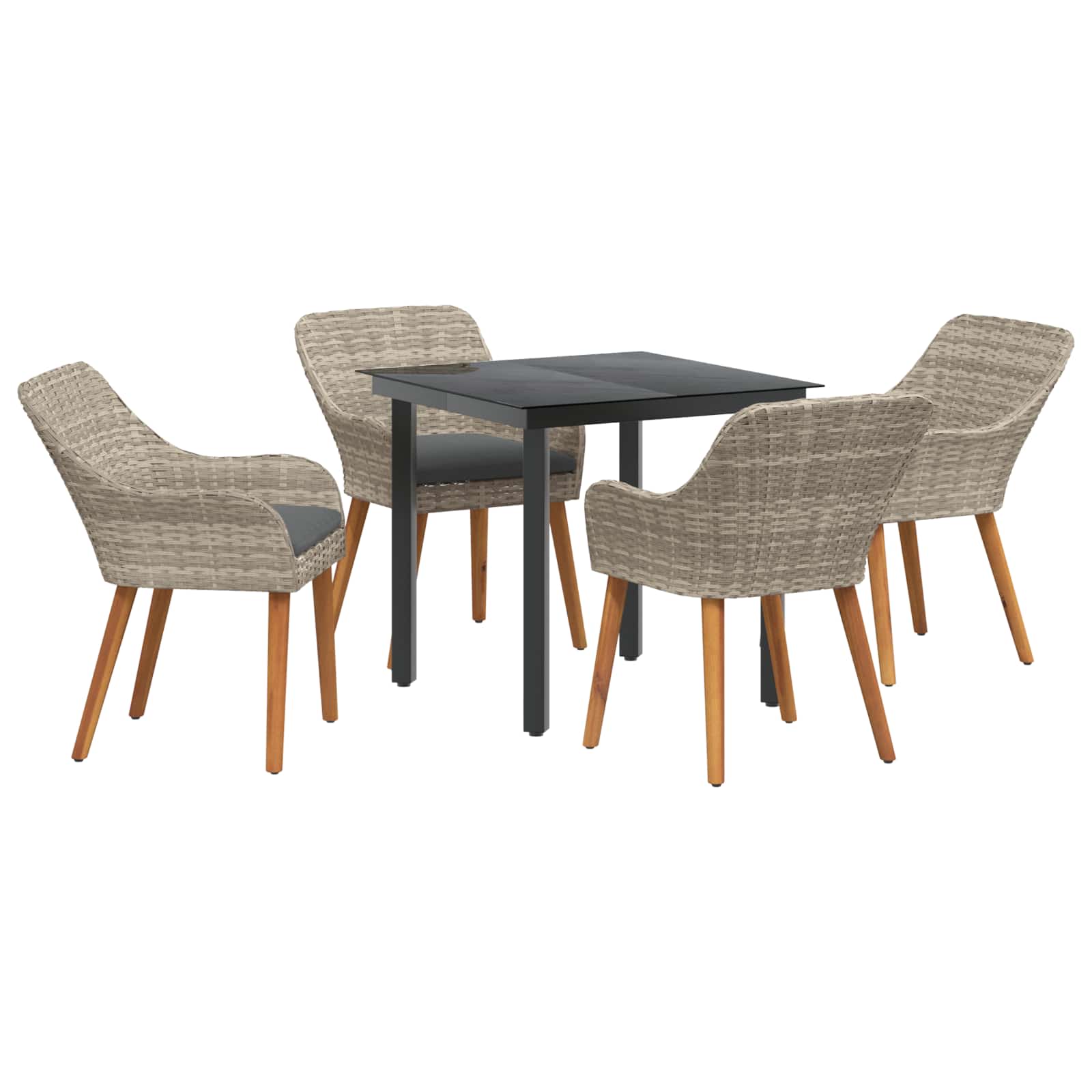 Garten Essgruppe mit Kissen 5 pcs Hellgrau Poly-Rattan