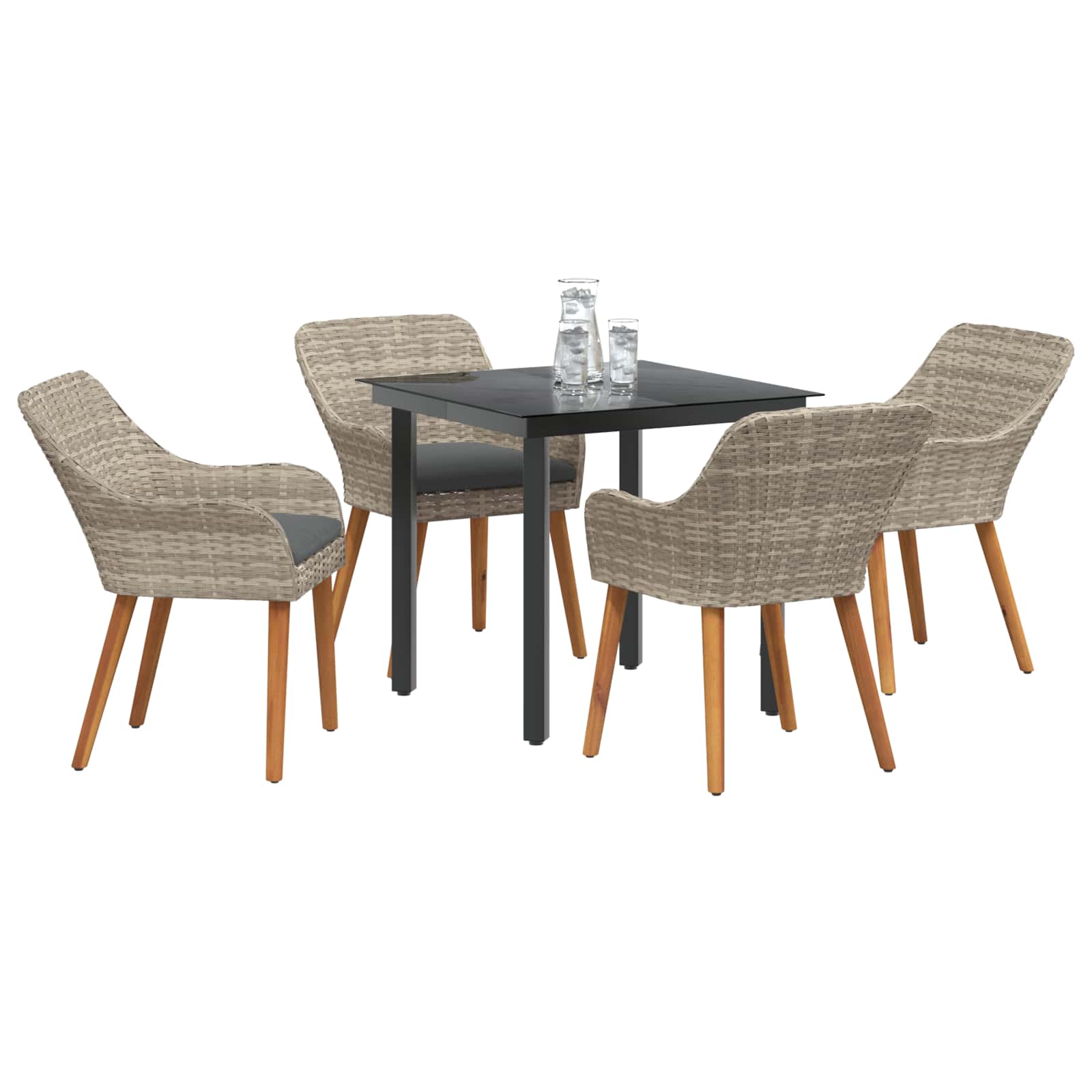 Garten Essgruppe mit Kissen 5 pcs Hellgrau Poly-Rattan