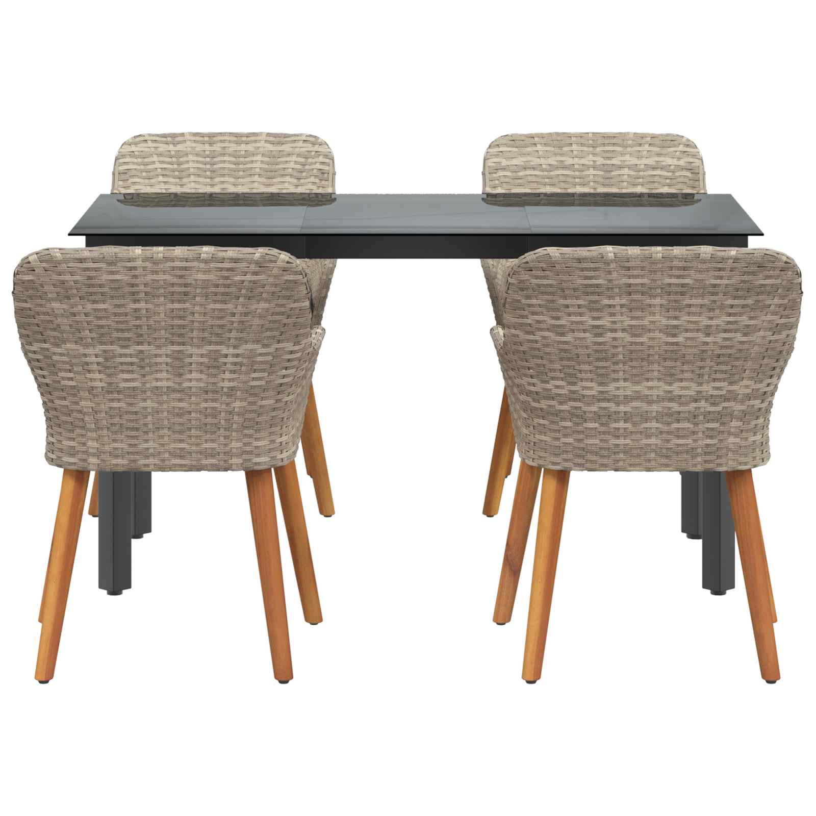 Garten Essgruppe mit Kissen 5 pcs Hellgrau Poly-Rattan