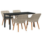 Garten Essgruppe mit Kissen 5 pcs Hellgrau Poly-Rattan
