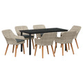 Garten Essgruppe mit Kissen 7 pcs Hellgrau Poly-Rattan