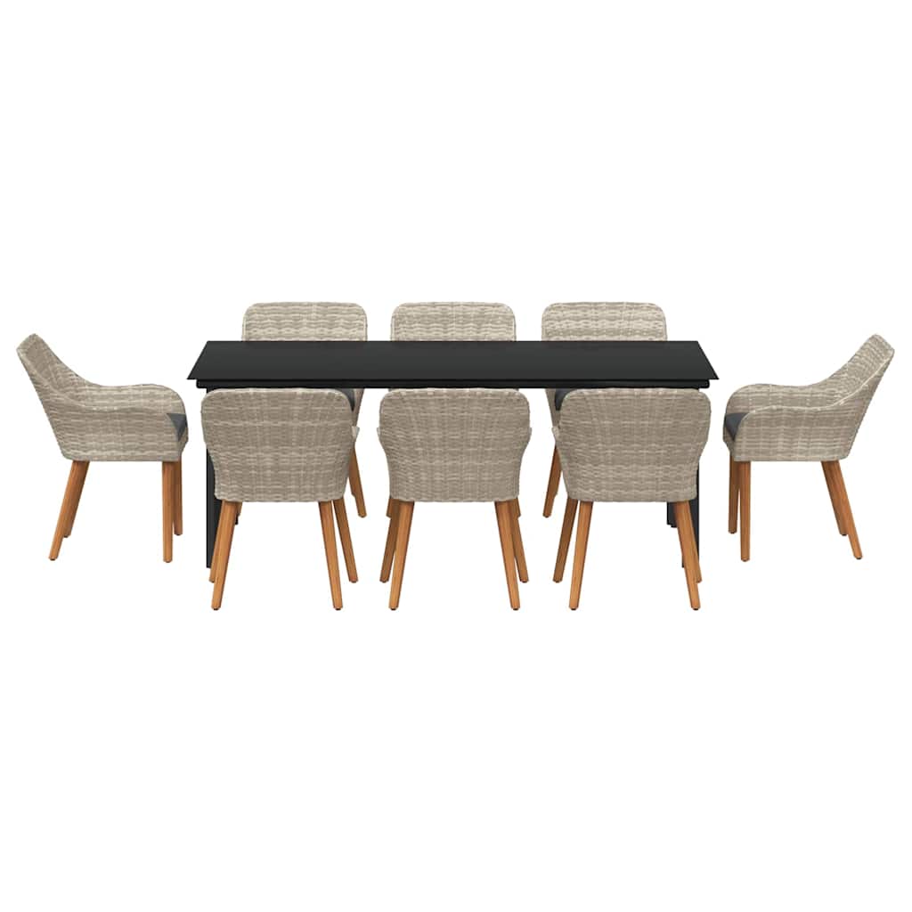 Garten Essgruppe mit Kissen 9 pcs Hellgrau Poly-Rattan
