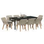 Garten Essgruppe mit Kissen 9 pcs Hellgrau Poly-Rattan
