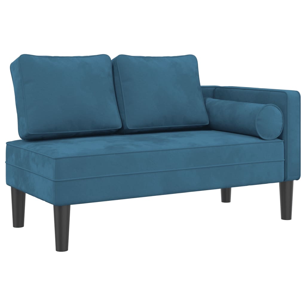 Chaiselongue mit Kissen Blau Samt