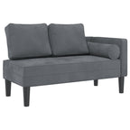 Chaiselongue mit Kissen Dunkelgrau Samt