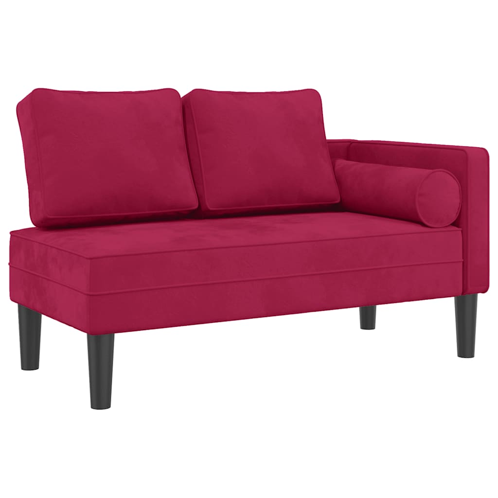 Chaiselongue mit Kissen Weinrot Samt
