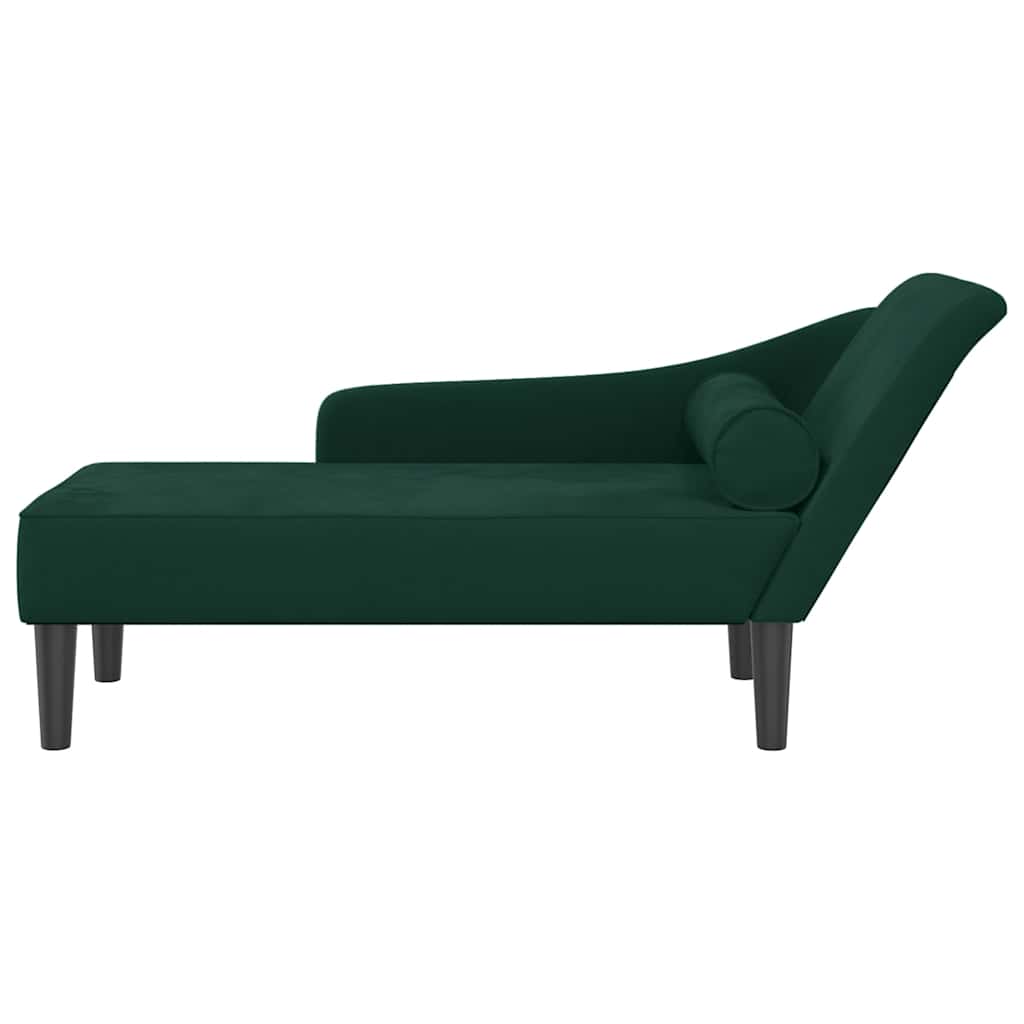 Chaiselongue mit Kissen Dunkelgrün Samt