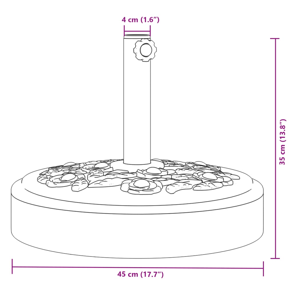 Sonnenschirmständer für Ø38/48 mm Mast 25 kg Rund