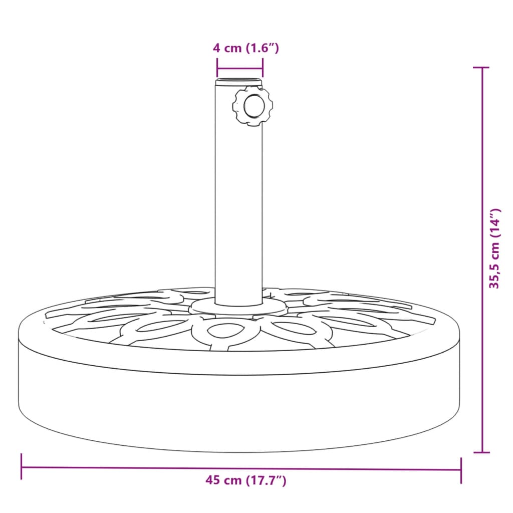 Sonnenschirmständer für Ø38/48 mm Mast 25 kg Rund