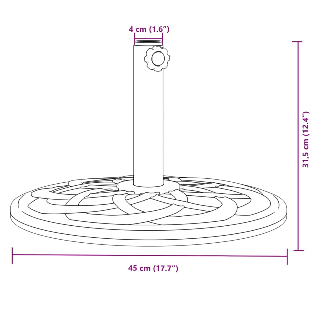 Sonnenschirmständer für Ø38/48 mm Mast 12 kg Rund