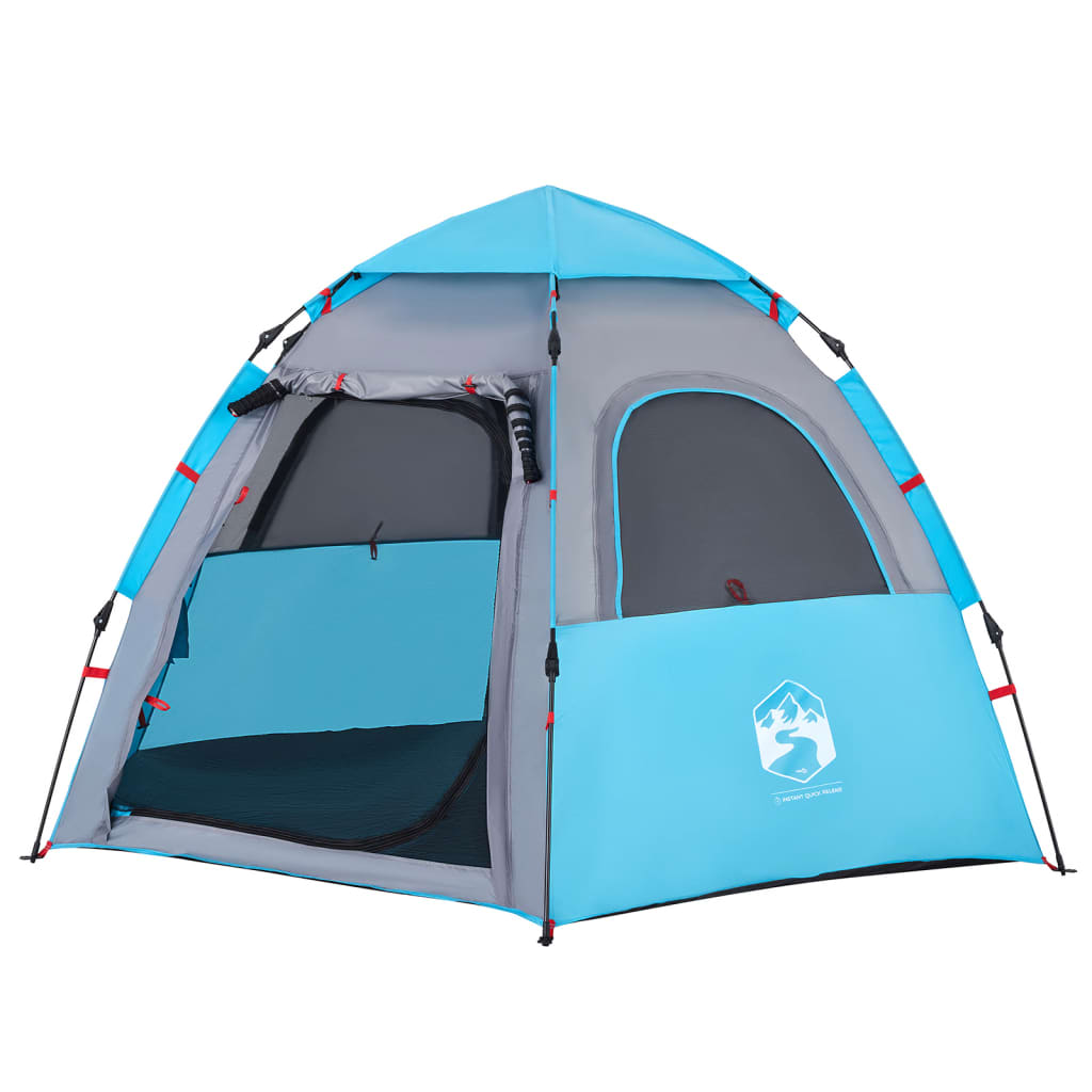 Campingzelt 4 Personen Blau Quick Release