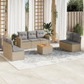 8-tlg. Garten-Sofagarnitur mit Kissen Beige Poly Rattan